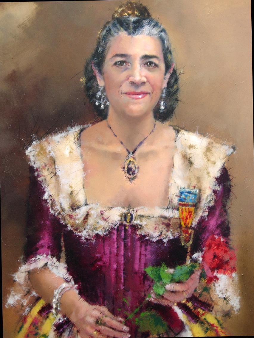 Retrat de M&ordf; &Agrave;ngels Gonz&agrave;lez i Gudino com a Regina dels Jocs Florals de la Ciutat i Regne de Val&eacute;ncia